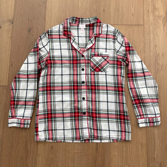 Wondershop Target Pajama Shirt Women Small Flannel Plaid White Tartan Sleepwear - Picture 6 of 13